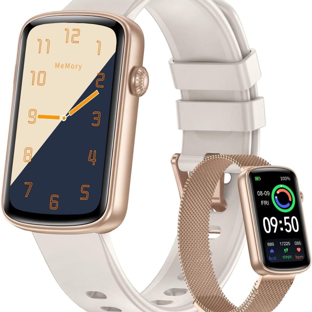 Gold Smartwatch with White Band